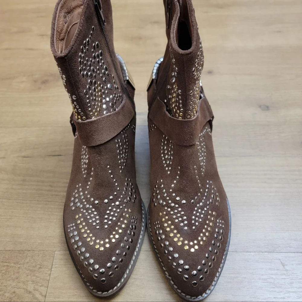 Jeffrey Campbell Suede Presley Studded Cowboy Boots - Picture 3 of 12